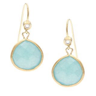 Rivka Friedman 18k Goldplated Blue Quartzite and CZ Hook Earrings