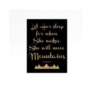Let Her Sleep Mountains Gold on Black Textual Art on Wrapped Canvas by