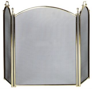 UniFlame 3 Panel Woven Mesh Deluxe Plated Fireplace Screen   Fireplace Screens