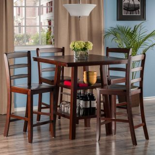 Winsome Orlando 5 Piece Counter Height Dining Table Set with Ladderback Stools   Kitchen & Dining Table Sets