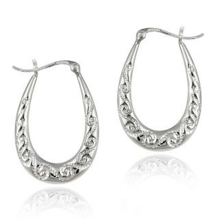 Gorgeous Plumeria Basket V Lock Hoop .925 Silver Earrings (Thailand)