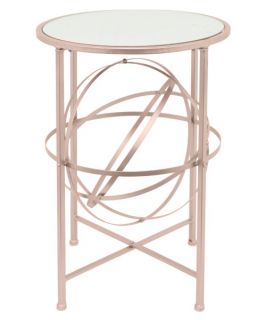 Benzara Superb Metal Table with Mirror   Rose Gold   End Tables