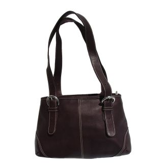 Piel Leather Medium Buckle Handbag   Chocolate   Handbags