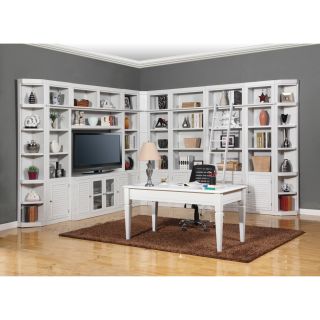 Parker House Boca Corner Wall Bookcase with Desk   Cottage White   Bookcases