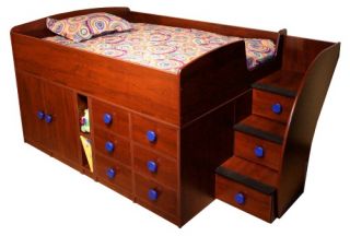 Sierra Loft Bed with Drawers / Cabinet / Stairway   Chestnut
