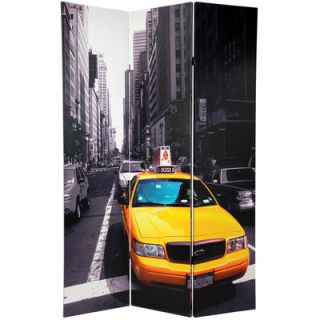 Oriental Furniture 70.88 x 47.25 Double Sided New York Taxi 3 Panel