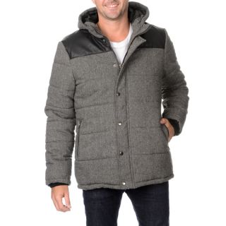 Excelled Mens Faux Wool Detachable Hooded Puffer with Pockets