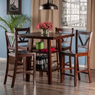 Winsome Orlando 5 Piece Counter Height Dining Table Set with V Back Stools   Kitchen & Dining Table Sets