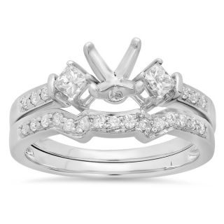 14k White Gold 3/5ct TDW Round Diamond Bridal Semi Mount Ring (H I, I1