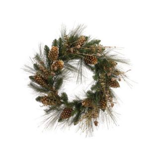 Artificial Glitter Pine Cone and Berry Christmas Wreath by Tori Home