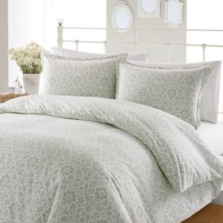 Laura Ashley Jayden Sage Flannel Duvet Cover Set   Bedding and Bedding Sets