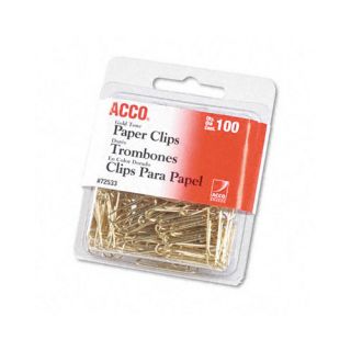 Acco Brands, Inc. Paper Clips, Wire, 100/Box