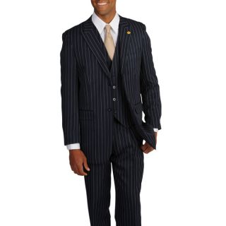 Stacy Adams Mens Navy/White Stripe 3 piece Suit   Shopping