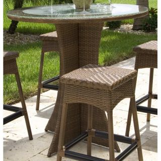 Hospitality Rattan Grenada 42 in. Patio Bar Height Pub Table   Viro Antique Brown with Tempered Frosted Glass