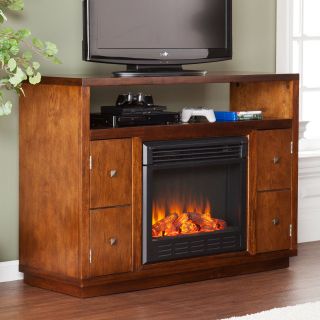 Southern Enterprises Brentford Dark Tobacco Electric Fireplace Media Console   TV Stands