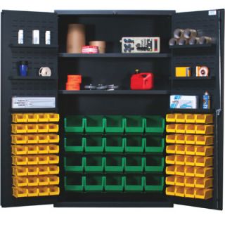 Quantum 48 Wide Welded Storage Cabinet with 84 Ultra Bins
