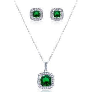 Blue Box Jewels Emerald Necklace and Earring Set  