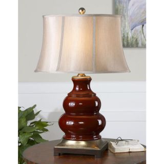 Uttermost Villalago Glossy Maroon Ceramic/ Metal Table Lamp