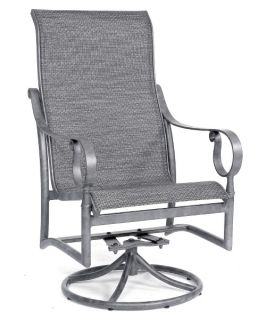 Woodard Ridgecrest Sling High Back Swivel Rocker Dining Chair   Outdoor Dining Chairs