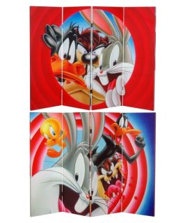 Oriental Furniture 4 ft. Double Sided Looney Tunes Canvas Room Divider   Room Dividers