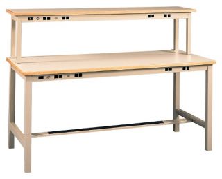 Tennsco Technical Workbench with Power Rail and Instrument Shelf 96 inches