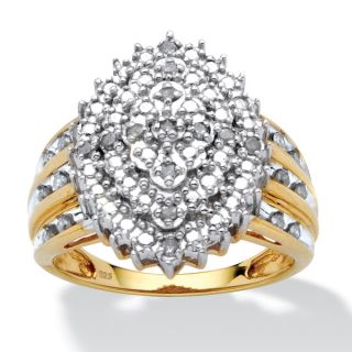 PalmBeach 1/3 TCW Round Diamond Marquise Shaped Cluster Ring in 18k