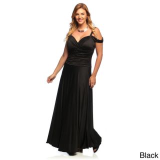 Evanese Womens Plus Size Shiny Venezia Long Dress with Shoulder Bands