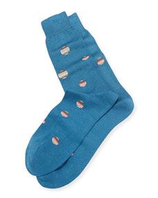 Paul Smith Stripe Polka Dot Knit Socks, Navy