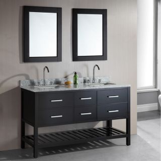 Design Element London 61 Inch Double Sink Espresso Bathroom Vanity Set