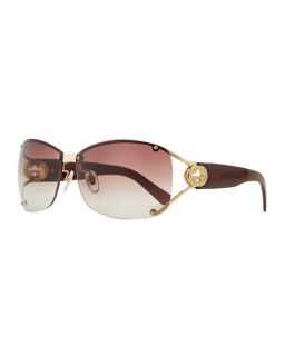 Gucci Oval Gradient Sunglasses with Open GG Temple