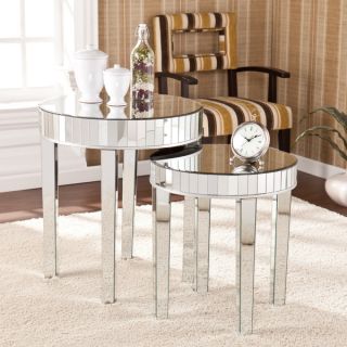 Upton Home Tifton Round Mirrored Nesting Accent Table 2pc Set