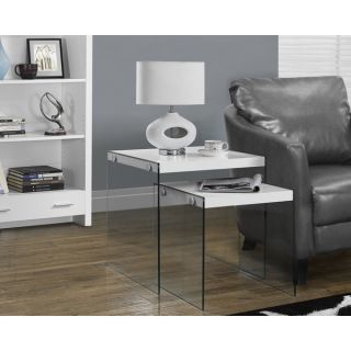 Glossy Grey Tempered Glass Nesting Table Set (2 piece)