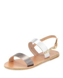 Ancient Greek Sandals Clio Double Band Flat Slingback Sandal, Natural