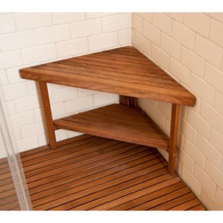 Teakworks4u Deluxe Teak Corner Shower Bench with Optional Shelf