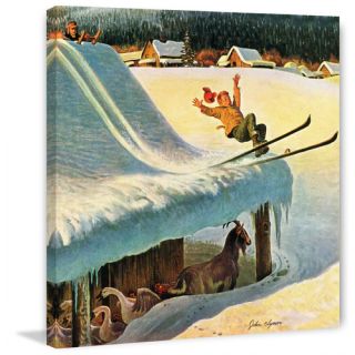 Barn Skiing by John Clymer Painting Print on Canvas by Marmont Hill
