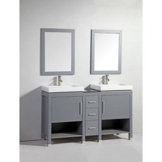 Stufurhome Marla 60 inch Double Sink Bathroom Vanity with Mirror in