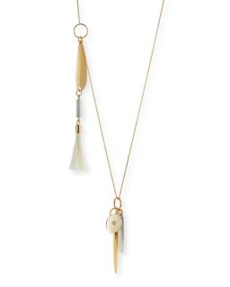 Chloe Asymmetric Brass Pendant Necklace, 30L