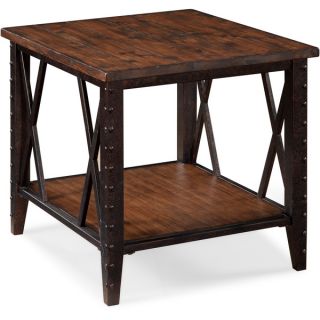 Fleming Wood and Metal Rectangular End Table