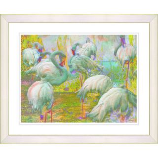 Studio Works Modern White Flocking Flamingos by Zhee Singer Framed