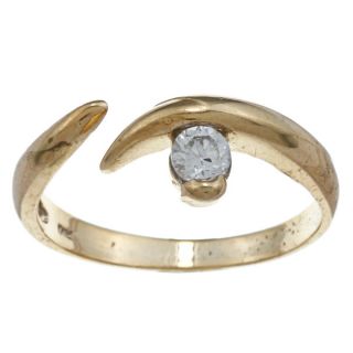 14k Yellow Gold over Silver Cubic Zirconia Adjustable Toe Ring