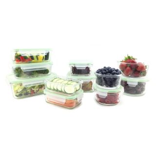 Kinetic Go Green Glassworks 22 Piece Oven Safe Glass Food Storage Container Set with Lid   Food Storage