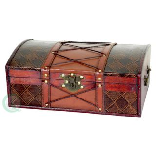Quickway Imports Pirate Treasure Chest in Antique Cherry with Leather