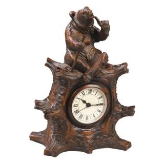 Bear with Pipe Desktop Clock   Desktop Clocks