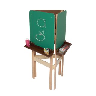 Wood Designs 3 Way Easel with Chalkboard and Brown Trays   Learning Aids