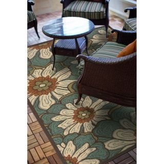 Brown/Ivory Outdoor Floral Area Rug (67 x 96)
