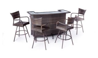 Tutto All Weather Wicker Party Bar Height Set   Seats 4