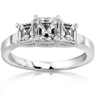 Annello 14k Gold 1 1/3ct TDW Asscher Diamond Engagement Ring (H I, SI1