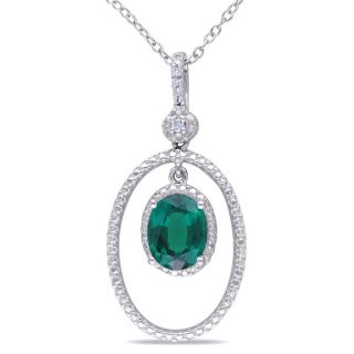 Miadora Sterling Silver Created Emerald and White Diamond Accent