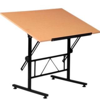 Studio Designs Comet Black/ White Center Drafting Table with Stool