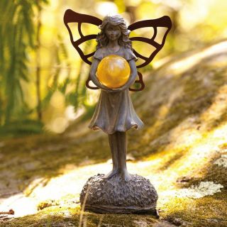 Frolicker Solar Fairy Garden Statue   Garden Statues